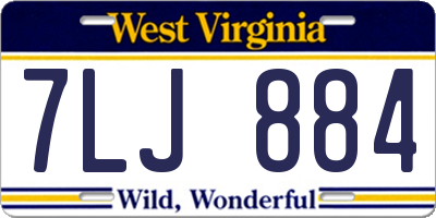 WV license plate 7LJ884