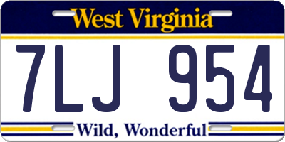WV license plate 7LJ954