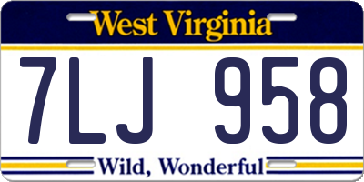 WV license plate 7LJ958