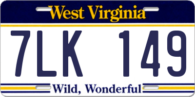 WV license plate 7LK149