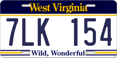 WV license plate 7LK154