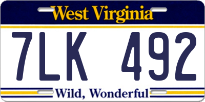 WV license plate 7LK492