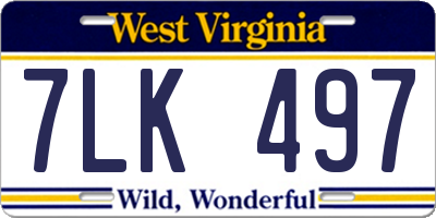WV license plate 7LK497