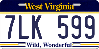 WV license plate 7LK599
