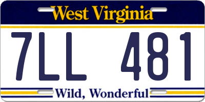 WV license plate 7LL481