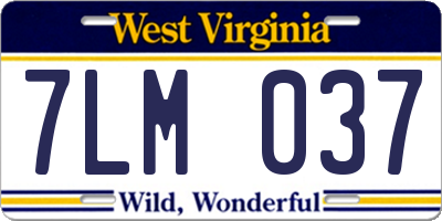 WV license plate 7LM037