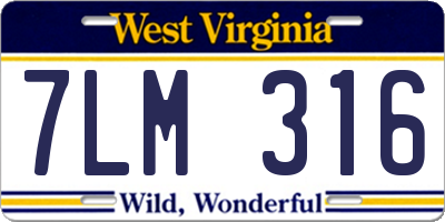 WV license plate 7LM316