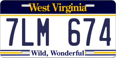 WV license plate 7LM674