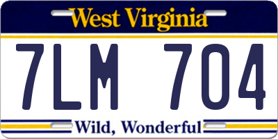 WV license plate 7LM704