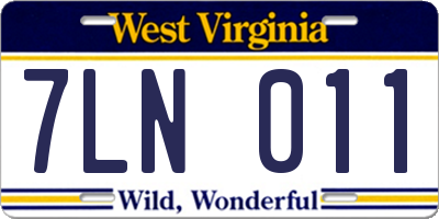 WV license plate 7LN011
