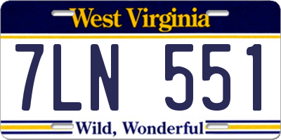 WV license plate 7LN551