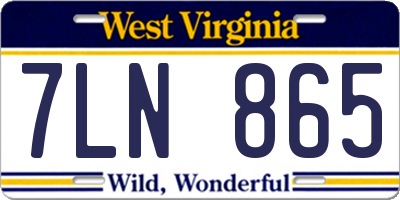 WV license plate 7LN865