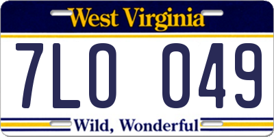 WV license plate 7LO049