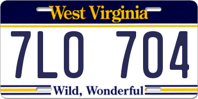 WV license plate 7LO704