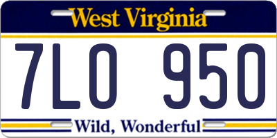 WV license plate 7LO950
