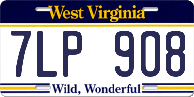 WV license plate 7LP908