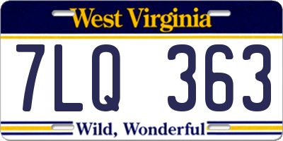 WV license plate 7LQ363