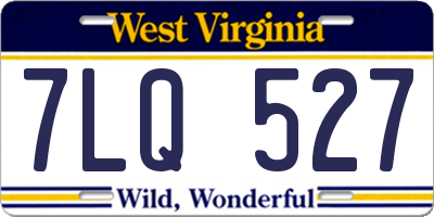 WV license plate 7LQ527