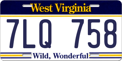 WV license plate 7LQ758