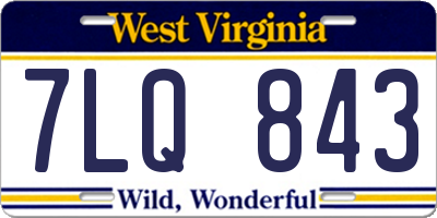 WV license plate 7LQ843