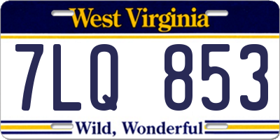 WV license plate 7LQ853