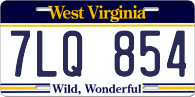 WV license plate 7LQ854