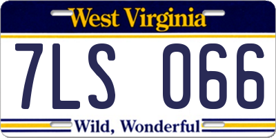 WV license plate 7LS066