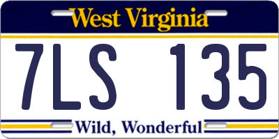WV license plate 7LS135