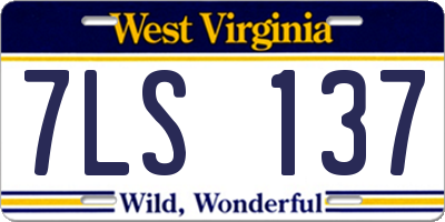 WV license plate 7LS137
