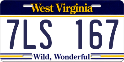 WV license plate 7LS167