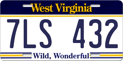 WV license plate 7LS432