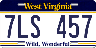 WV license plate 7LS457