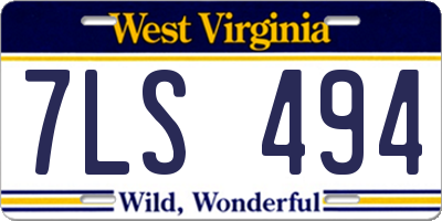 WV license plate 7LS494