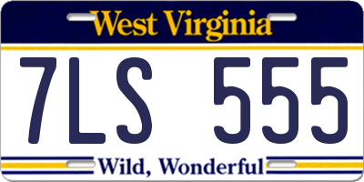 WV license plate 7LS555