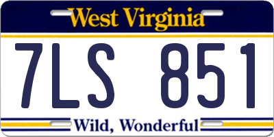 WV license plate 7LS851