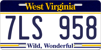 WV license plate 7LS958