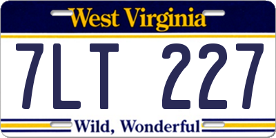 WV license plate 7LT227