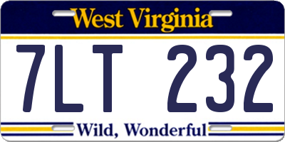 WV license plate 7LT232
