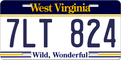 WV license plate 7LT824