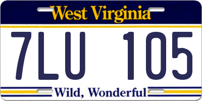 WV license plate 7LU105