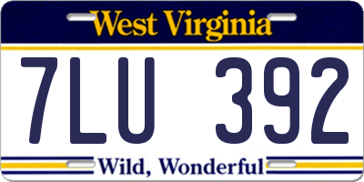WV license plate 7LU392