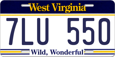 WV license plate 7LU550