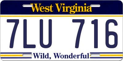 WV license plate 7LU716
