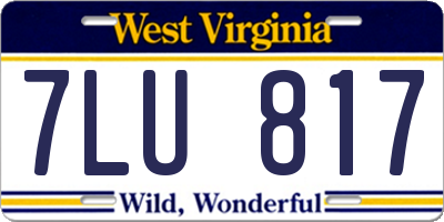 WV license plate 7LU817
