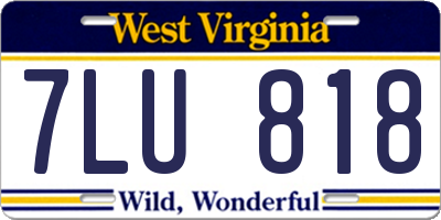 WV license plate 7LU818