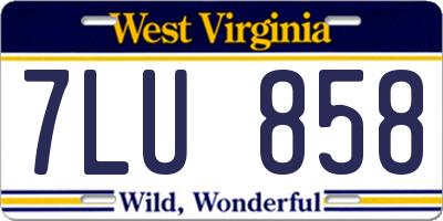 WV license plate 7LU858