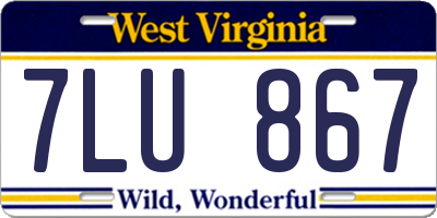 WV license plate 7LU867