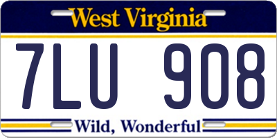 WV license plate 7LU908