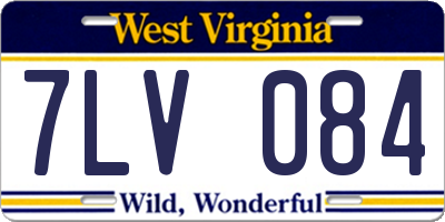 WV license plate 7LV084