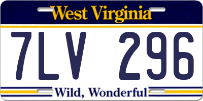 WV license plate 7LV296